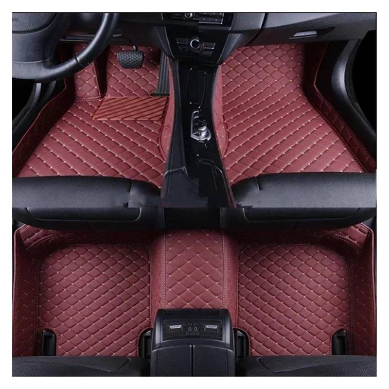 Automatten 3D-Auto-Fußmatten Für E-Klasse E W212 2009 2010 2011 2012 2013 Innenzubehör Leder Custom Gummimatten Auto(Wine 5 Seat) von PUQWRIM
