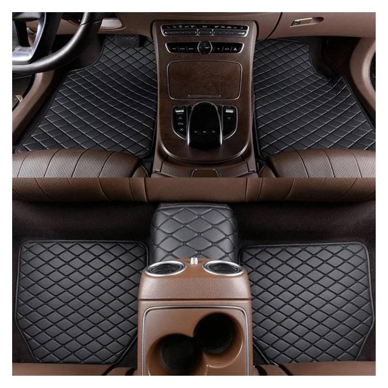 Automatten 5 Stücke Universal Auto Fußmatten PU Leder wasserdichte Auto Fuß Pad Schutz Automobil Innen Teppich Vorne Und Hinten Matten Set Gummimatten Auto(Beige) von PUQWRIM