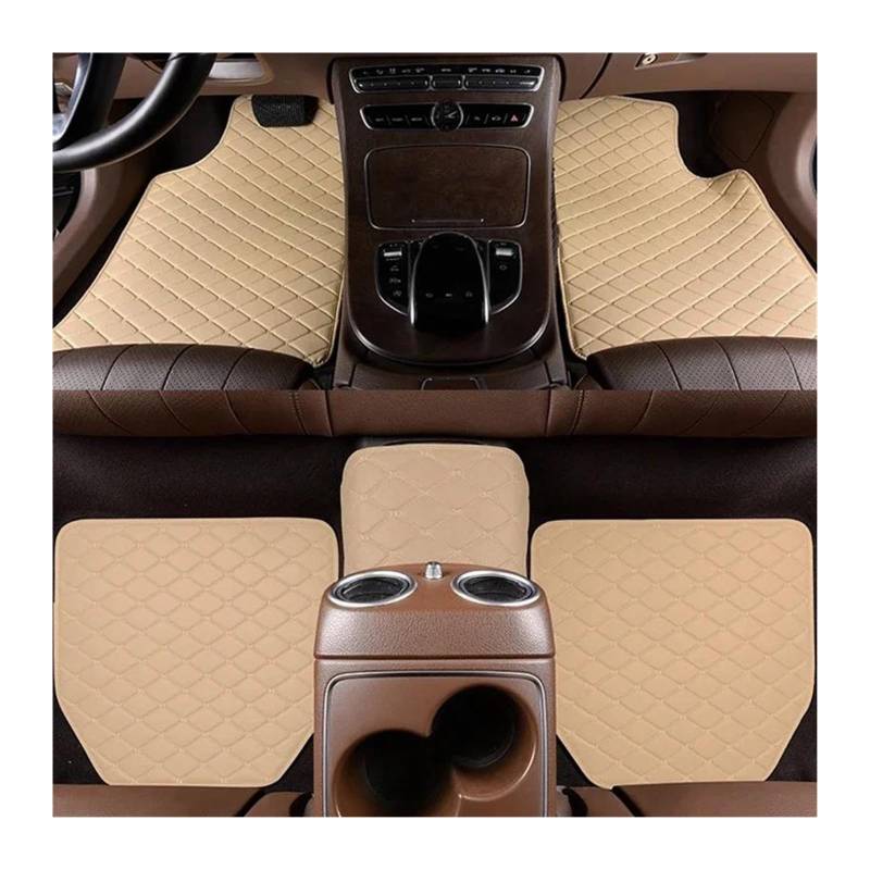 Automatten 5 Stücke Universal Auto Fußmatten PU Leder wasserdichte Auto Fuß Pad Schutz Automobil Innen Teppich Vorne Und Hinten Matten Set Gummimatten Auto(Black-red) von PUQWRIM