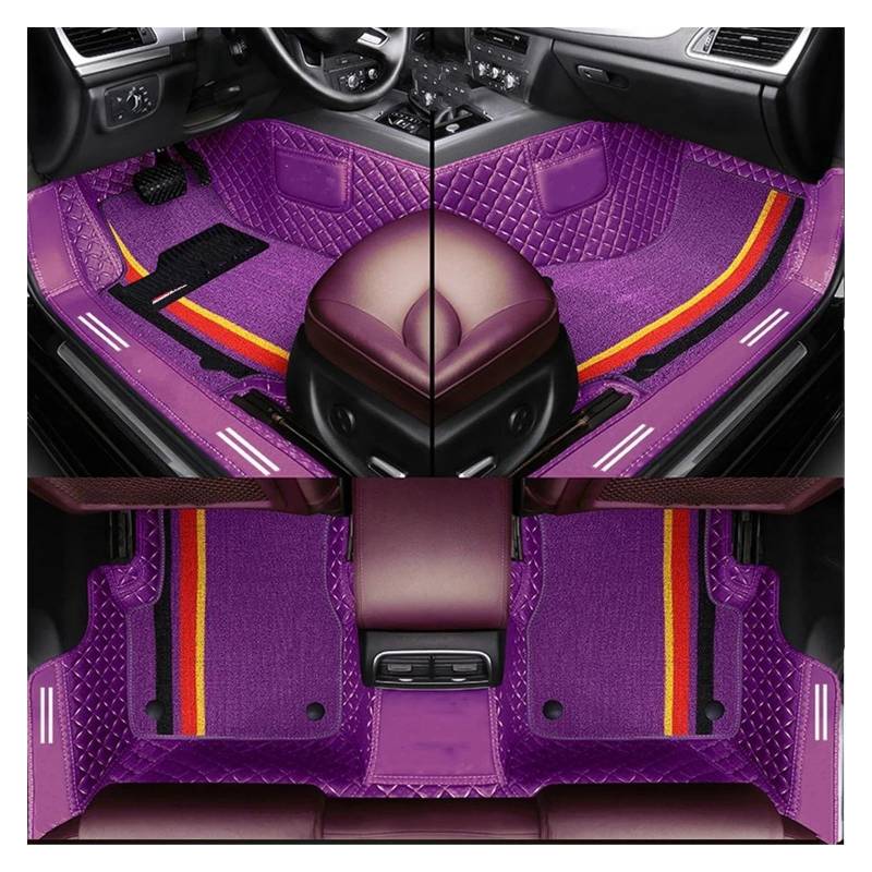 Automatten Auto Fußmatten Für Toyota Für Teppich Vollen Satz Auto Matte Auto Innen Zubehör Custom Gummimatten Auto(Violett) von PUQWRIM