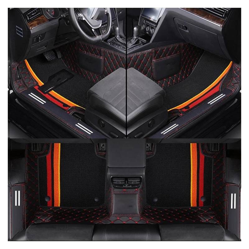 Automatten Auto Fußmatten Für X3 X1 X4 X5 X6 Z4 525 520 F30 F10 Teppich Vollen Satz Auto Matte Auto Innen Zubehör Custom Gummimatten Auto(Black red) von PUQWRIM