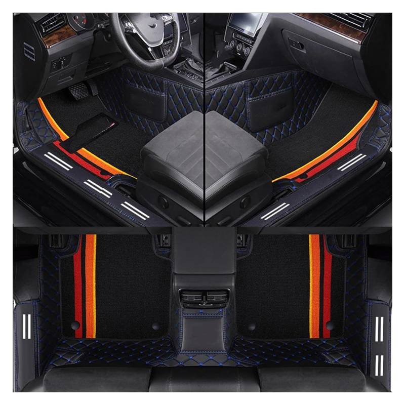 Automatten Auto Fußmatten Für X3 X1 X4 X5 X6 Z4 525 520 F30 F10 Teppich Vollen Satz Auto Matte Auto Innen Zubehör Custom Gummimatten Auto(Blue Black) von PUQWRIM