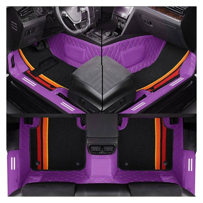 Automatten Auto Fußmatten Für X3 X1 X4 X5 X6 Z4 525 520 F30 F10 Teppich Vollen Satz Auto Matte Auto Innen Zubehör Custom Gummimatten Auto(Purple Black) von PUQWRIM