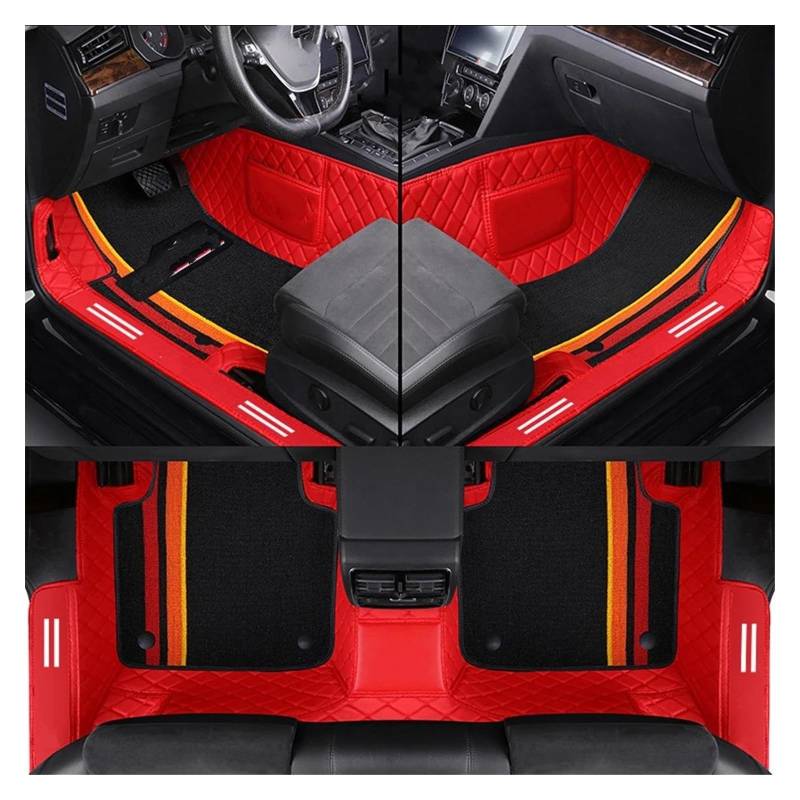Automatten Auto Fußmatten Für X3 X1 X4 X5 X6 Z4 525 520 F30 F10 Teppich Vollen Satz Auto Matte Auto Innen Zubehör Custom Gummimatten Auto(Red Black) von PUQWRIM