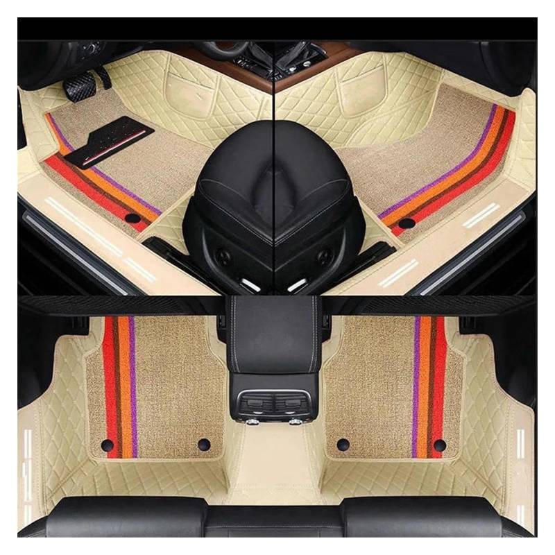 Automatten Auto Fußmatten Für X3 X1 X4 X5 X6 Z4 525 520 F30 F10 Teppich Vollen Satz Auto Matte Auto Innen Zubehör Custom Gummimatten Auto(Rice White) von PUQWRIM