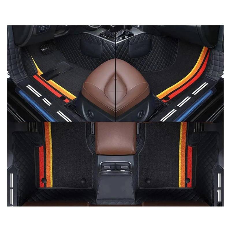 Automatten Auto Fußmatten Für X3 X1 X4 X5 X6 Z4 525 520 F30 F10 Teppich Vollen Satz Auto Matte Auto Innen Zubehör Custom Gummimatten Auto(Schwarz) von PUQWRIM