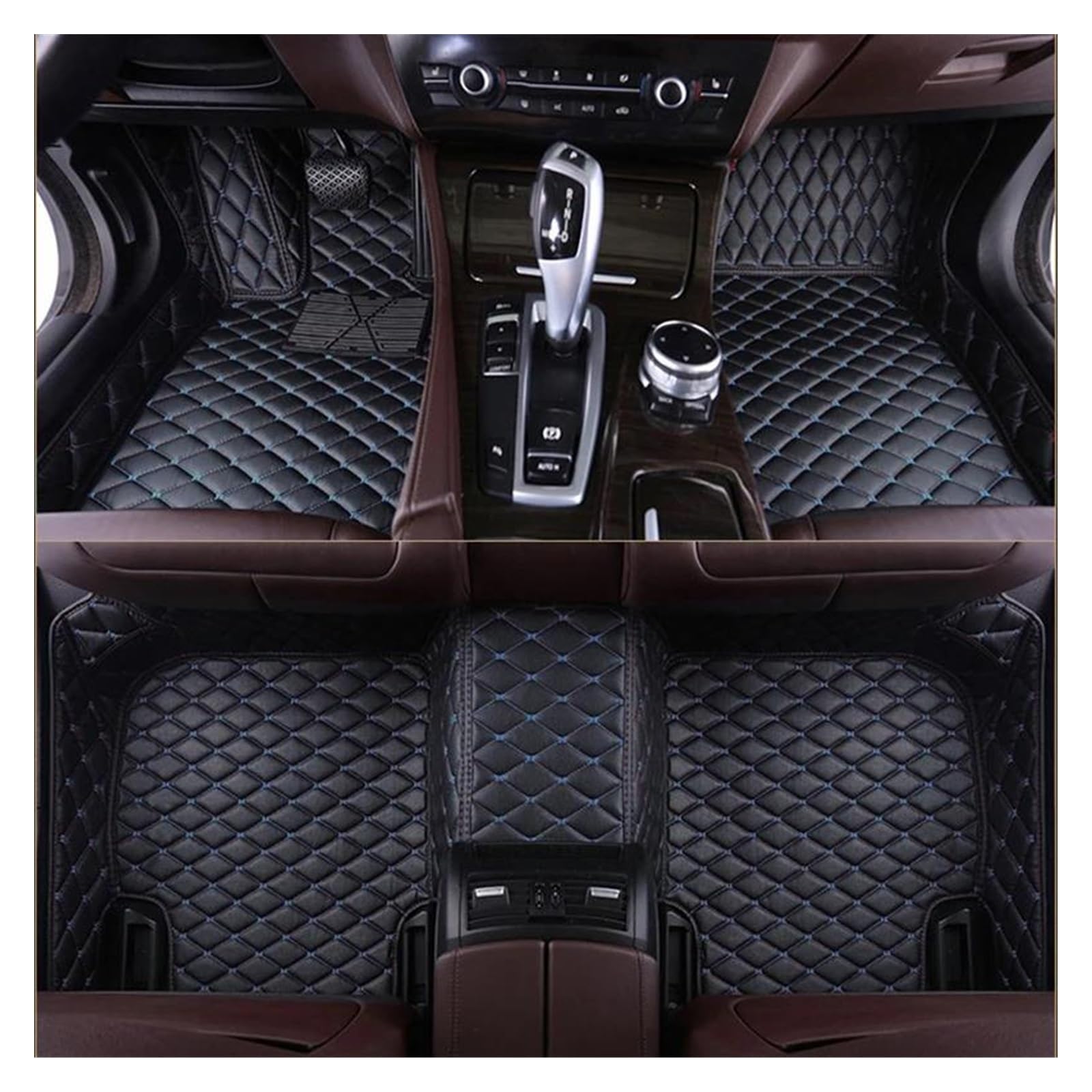 Automatten Auto-Fußmatten Nach Maß Für Alle Modelle A1 A3 A4 A5 A6 A7 A8 Q2 Q3 Q5 Q7 R8 S1 S3 S4 S5 S6 S7 SQ5 SQ7 RS3 Innenzubehör Gummimatten Auto(Black Blue) von PUQWRIM