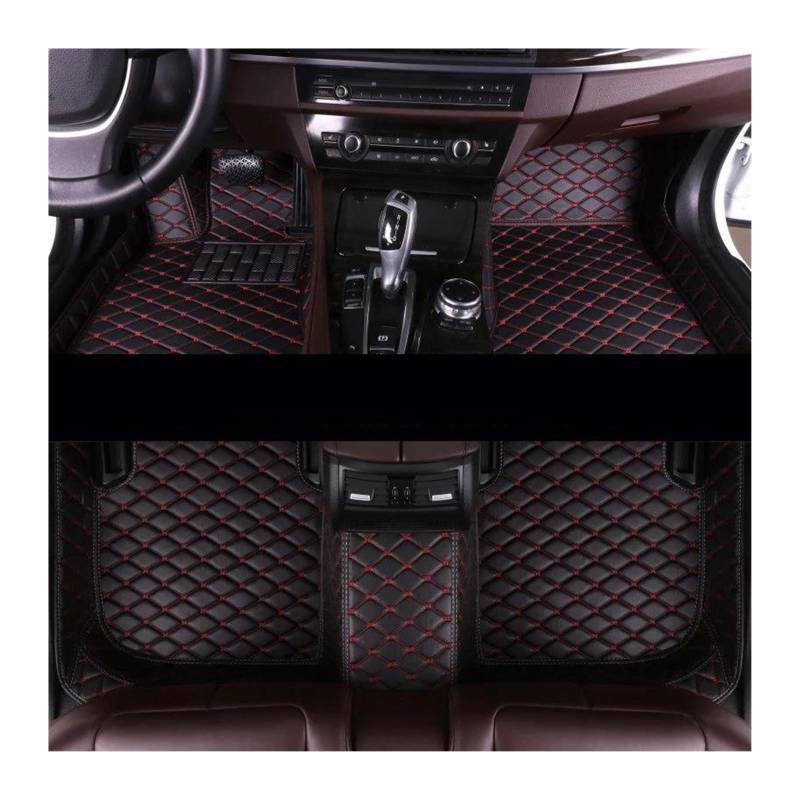 Automatten Auto Zubehör Innen Auto Fußmatten Für Cayenne 2011 2012 2013 2014 2015 2016 2017 Benutzerdefinierte Auto Fuß Pads Automobil Gummimatten Auto(Black-Red) von PUQWRIM