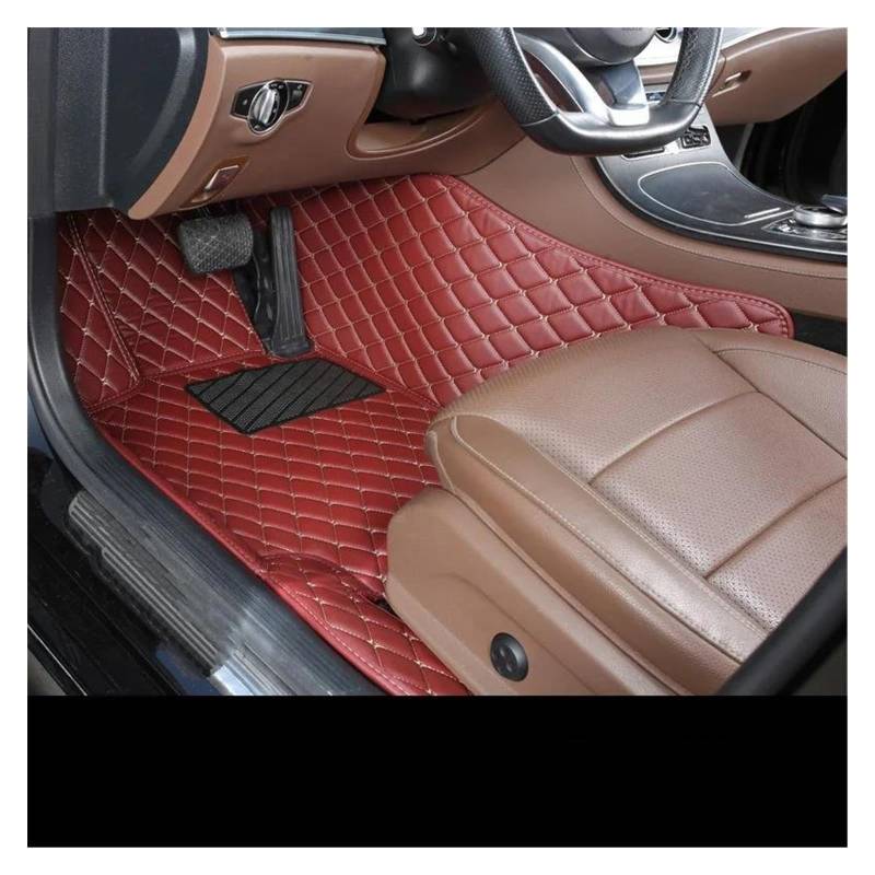 Automatten Benutzerdefinierte 4 Türen Auto Boden Matte Für VW Für Golf G3 2000 2001 2002 2003 2004 Leder Fuß Pad Teppich Auto Zubehör Gummimatten Auto(Driver-Wine Red) von PUQWRIM