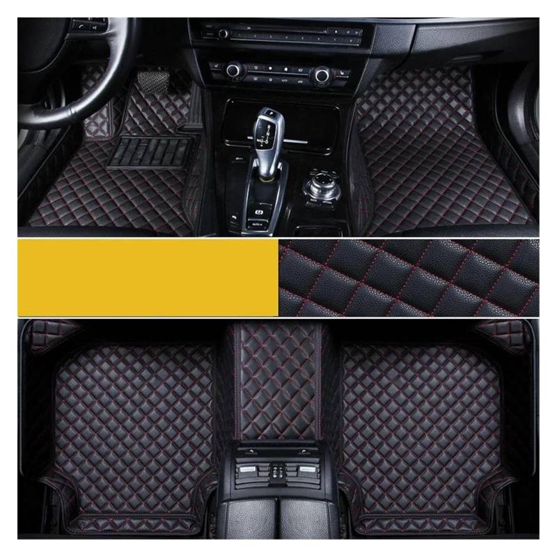 Automatten Benutzerdefinierte Fuß Pad Kissen Abdeckung Teppich Auto Boden Matte Für Smart Für Fortwo 451 450 453 Innen Zubehör Gummimatten Auto(Black Red) von PUQWRIM