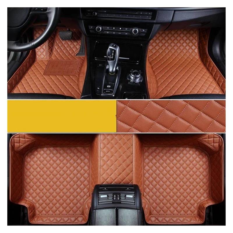 Automatten Benutzerdefinierte Fuß Pad Kissen Abdeckung Teppich Auto Boden Matte Für Smart Für Fortwo 451 450 453 Innen Zubehör Gummimatten Auto(Braun) von PUQWRIM