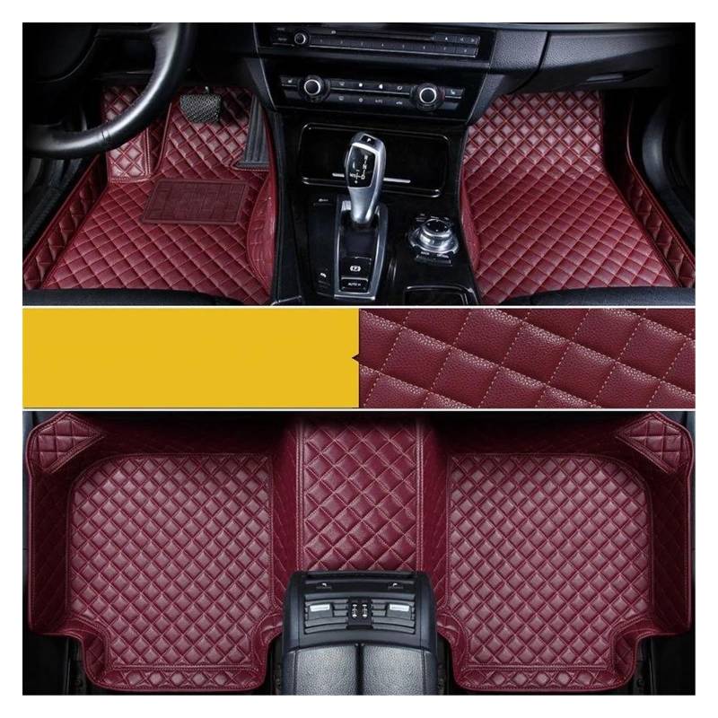Automatten Benutzerdefinierte Fuß Pad Kissen Abdeckung Teppich Auto Boden Matte Für Smart Für Fortwo 451 450 453 Innen Zubehör Gummimatten Auto(Wine Red) von PUQWRIM