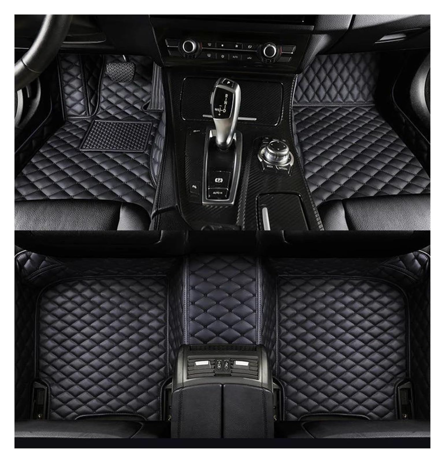Automatten Für Alle Modelle M1 M2 M3 E30 E90 E93 E92 F80 M4 F82 F83 M5 F10 M6 IX3 M850i ​​X5 G05 Innenzubehör Custom Car Fußmatten Gummimatten Auto(All Black) von PUQWRIM