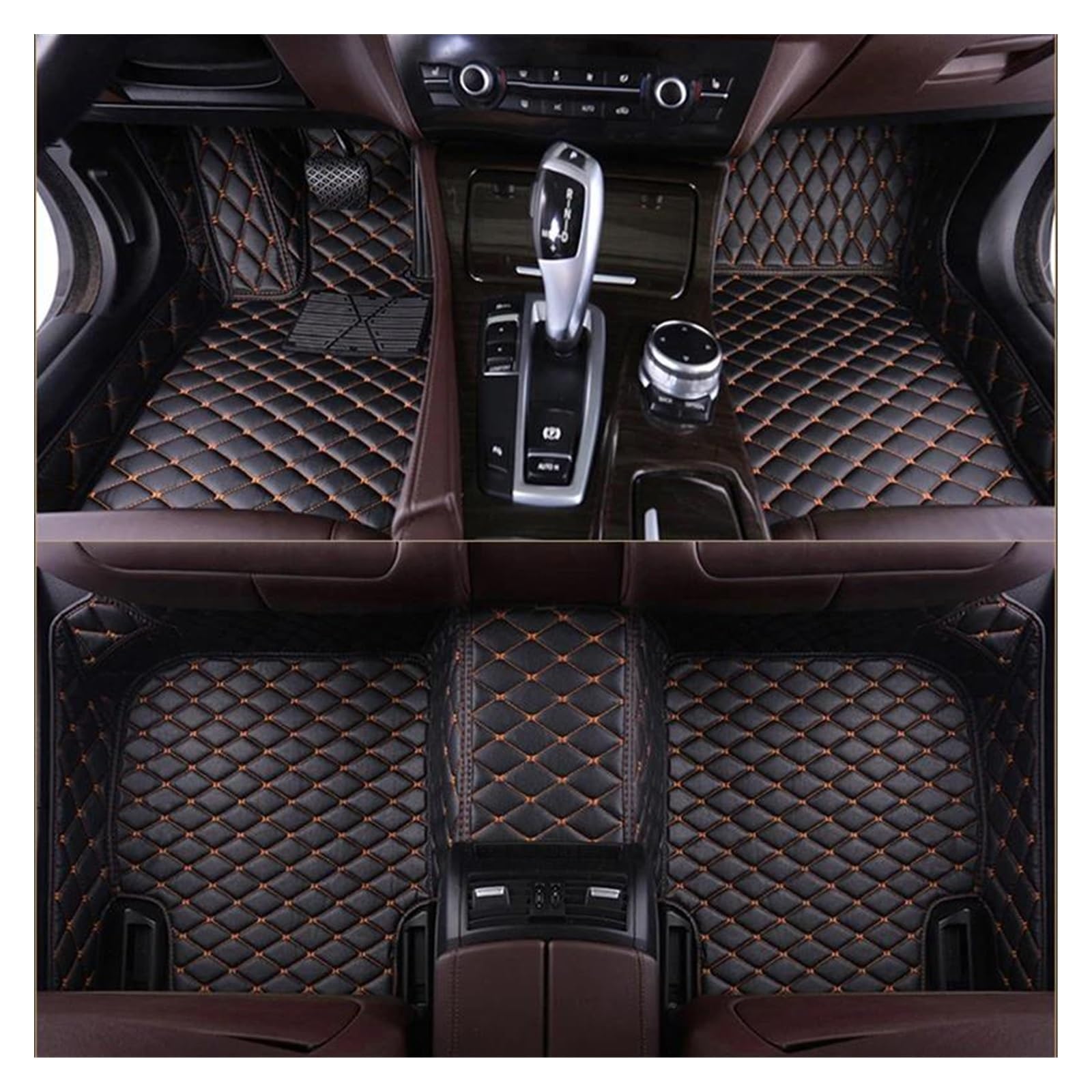 Automatten Für Alle Modelle M1 M2 M3 E30 E90 E93 E92 F80 M4 F82 F83 M5 F10 M6 IX3 M850i ​​X5 G05 Innenzubehör Custom Car Fußmatten Gummimatten Auto(Black orange) von PUQWRIM