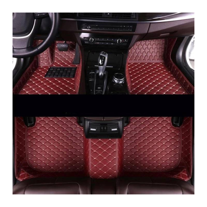 Automatten Für Jaguar Für XF Limousine 2008 2009 2010 2011 2012 2013 2014-2015 Auto Fußmatten Auto Fuß Pads Automobil Teppich Abdeckung Innen Zubehör Gummimatten Auto(Wine Red) von PUQWRIM