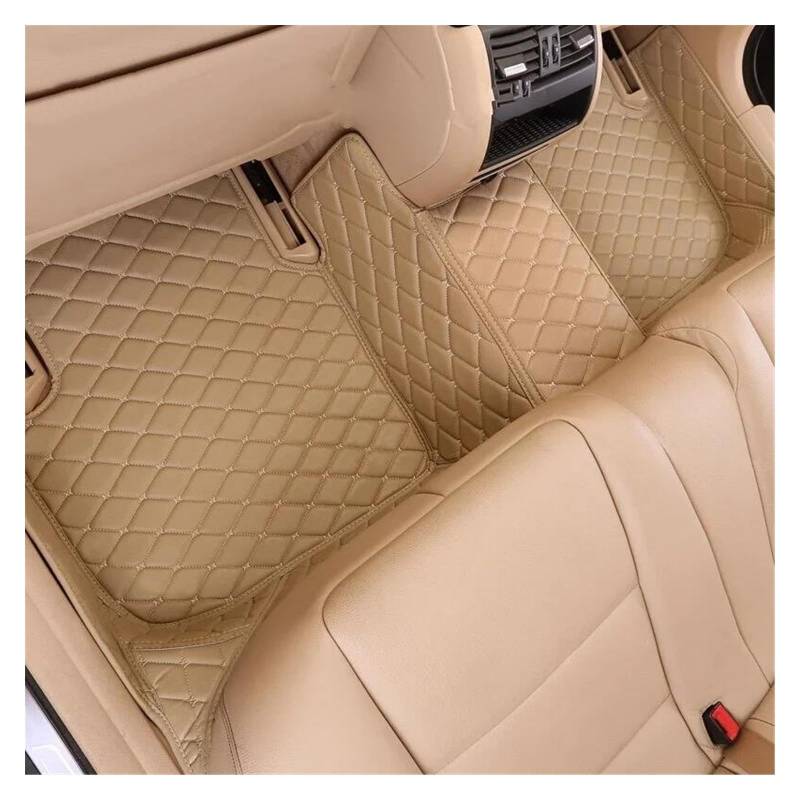 Automatten Leder Auto Fußmatten Für Chery Für Tiggo 8 Für Pro 2022 Auto Fuß Pads Zubehör Teppiche Wasserdicht Vollständige Abdeckung Gummimatten Auto(Beige Rear Row) von PUQWRIM