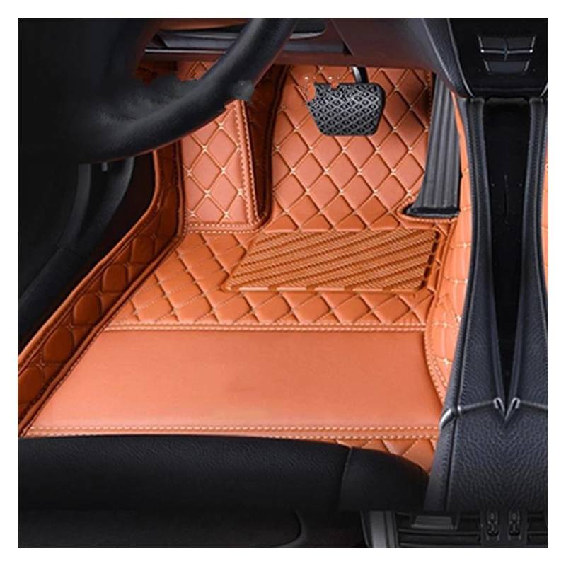 Automatten Leder Auto Fußmatten Für Chery Für Tiggo 8 Für Pro 2022 Auto Fuß Pads Zubehör Teppiche Wasserdicht Vollständige Abdeckung Gummimatten Auto(Brown Driver) von PUQWRIM