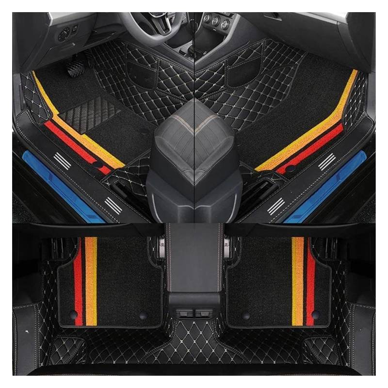 Automatten Vollständige Abdeckung Doppellagige Maßgeschneiderte Leder-Automatten Für Dodge Alle Modelle Für Caliber Für Journey Für Ram Für Aittitude-Zubehör Gummimatten Auto(Black Beige-a) von PUQWRIM