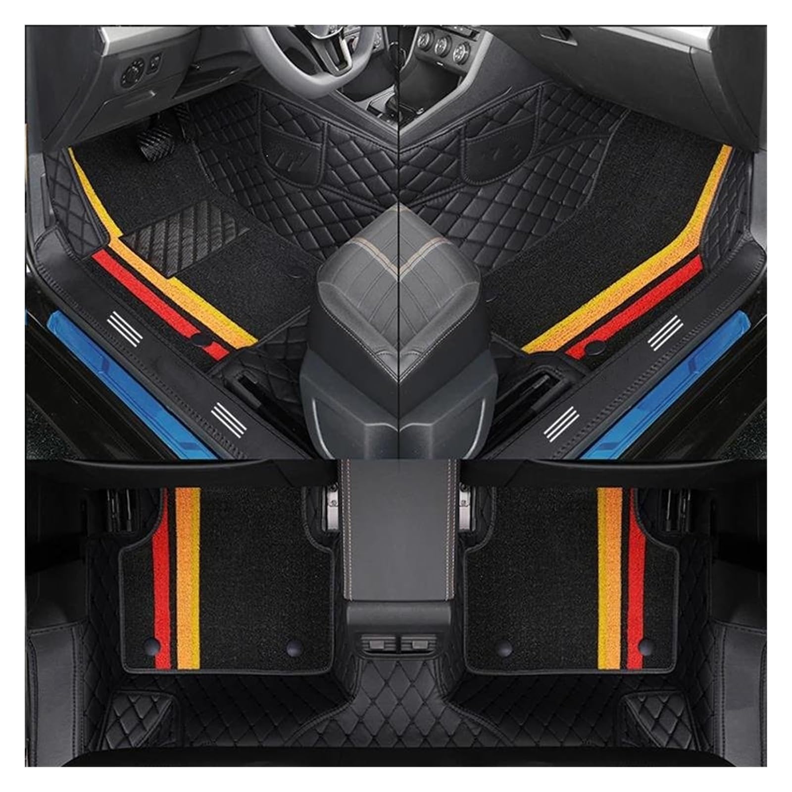 Automatten Vollständige Abdeckung Doppelschichtiges Individuelles Leder Alle Models-Automatten Für X3 X1 X4 X5 X6 Z4 525 520 F30 F10 E46 E90 Autozubehör Gummimatten Auto(All Black-a) von PUQWRIM