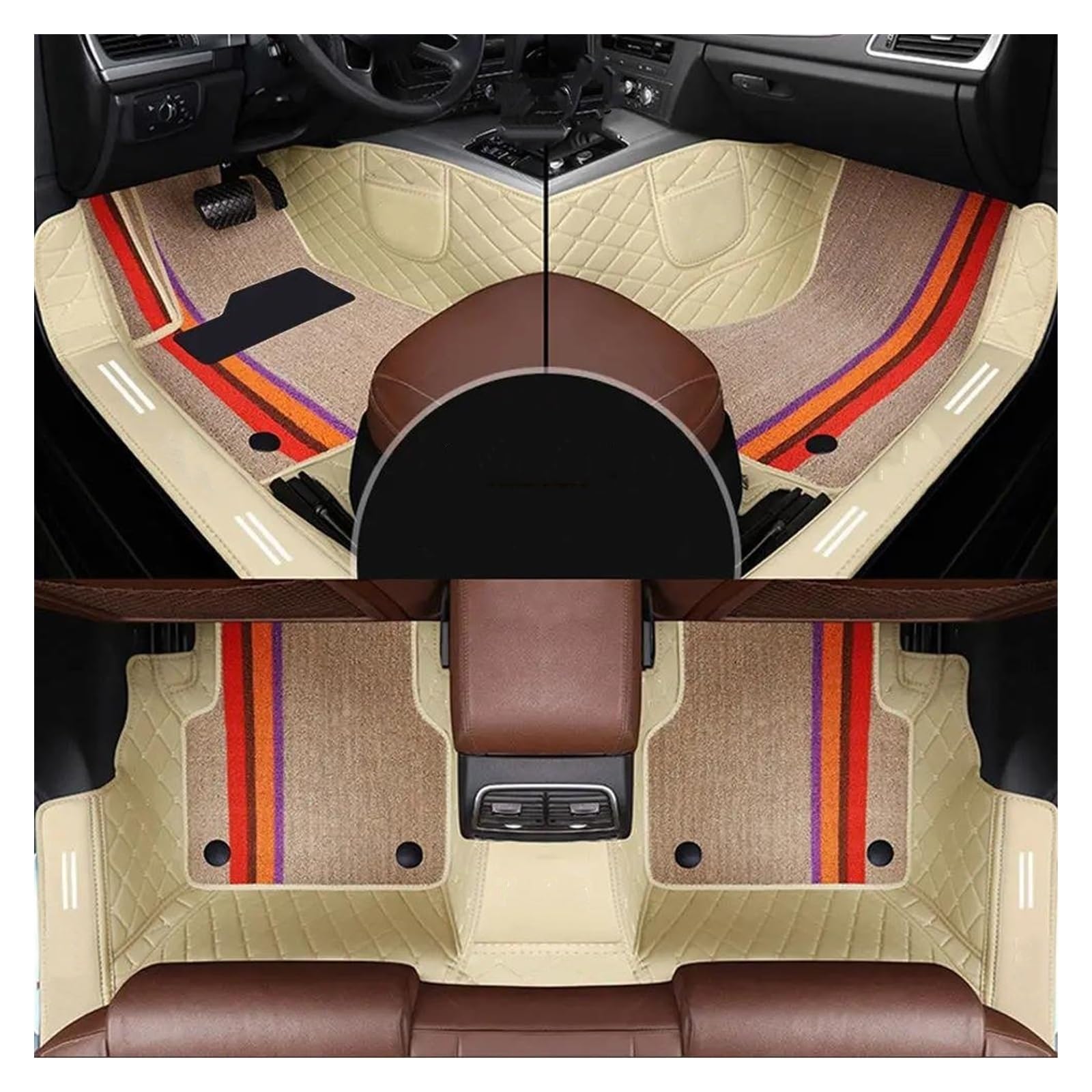 Automatten Vollständige Abdeckung Doppelschichtiges Individuelles Leder Alle Models-Automatten Für X3 X1 X4 X5 X6 Z4 525 520 F30 F10 E46 E90 Autozubehör Gummimatten Auto(Beige-a) von PUQWRIM
