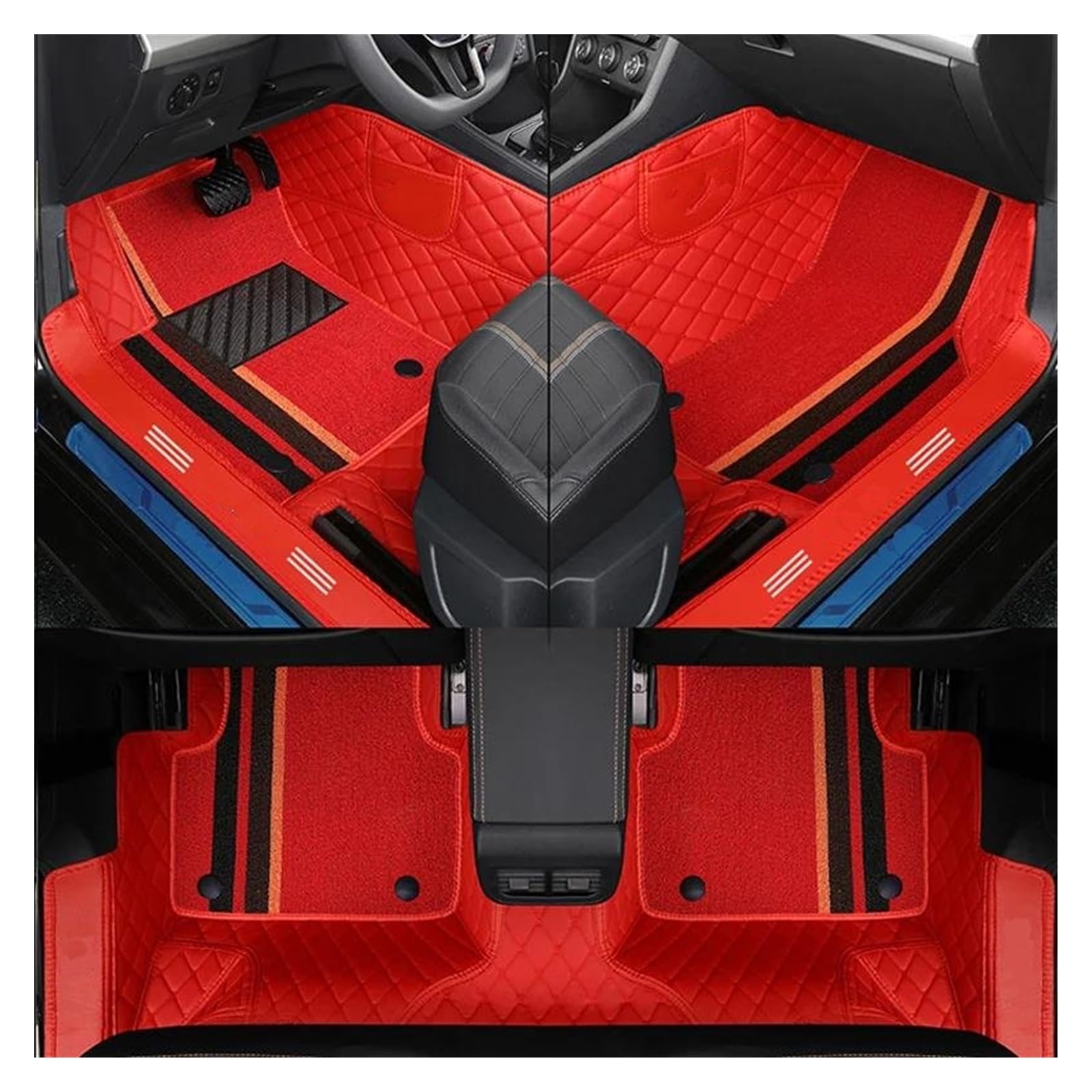 Automatten Vollständige Abdeckung Doppelschichtiges Individuelles Leder Alle Models-Automatten Für X3 X1 X4 X5 X6 Z4 525 520 F30 F10 E46 E90 Autozubehör Gummimatten Auto(Red-a) von PUQWRIM