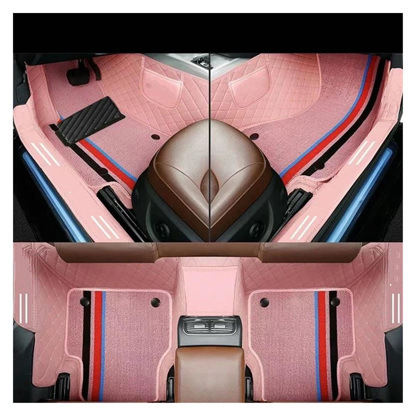 Automatten Vollständige Abdeckung Doppelschichtiges Individuelles Leder Alle Models-Automatten Für X3 X1 X4 X5 X6 Z4 525 520 F30 F10 E46 E90 Autozubehör Gummimatten Auto(Rosa) von PUQWRIM