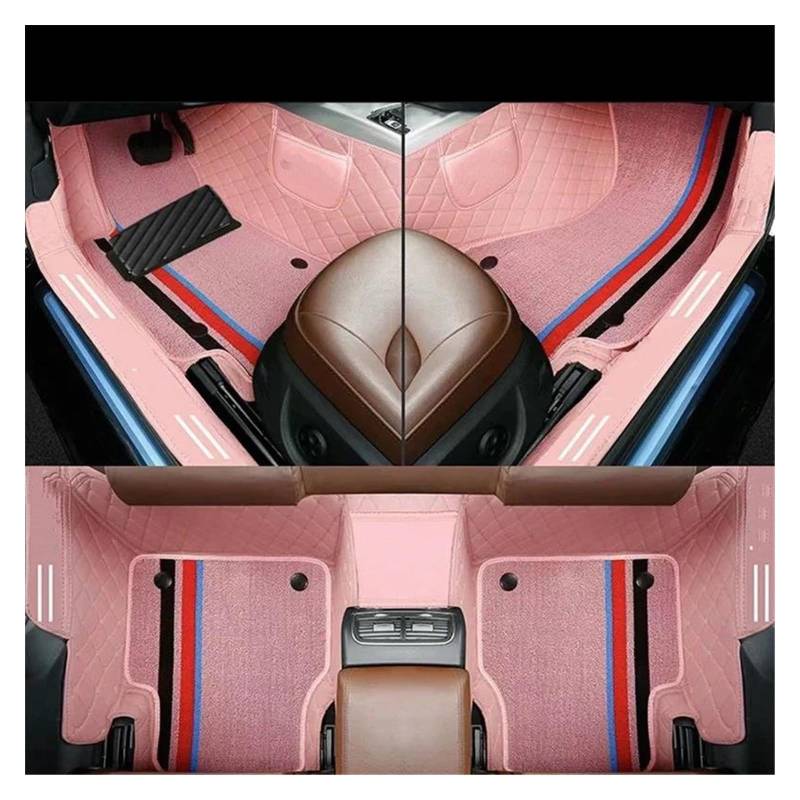 Automatten Vollständige Abdeckung Doppelschichtiges Individuelles Leder Alle Models-Automatten Für X3 X1 X4 X5 X6 Z4 525 520 F30 F10 E46 E90 Autozubehör Gummimatten Auto(Rosa) von PUQWRIM