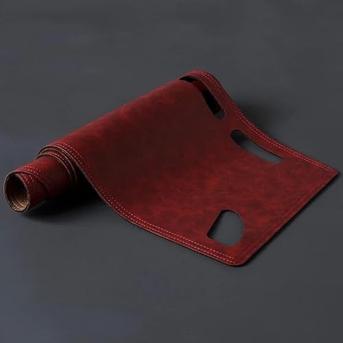Dash Matte Für Panamera 971 Für Turbo 4S 2017-2022 Auto Dashboard Abdeckung Dash Matte Teppich Pad Sonnenschutz Retro Leder Kissen Armaturenbrett Abdeckung(LHD,RED_with Compass) von PUQWRIM