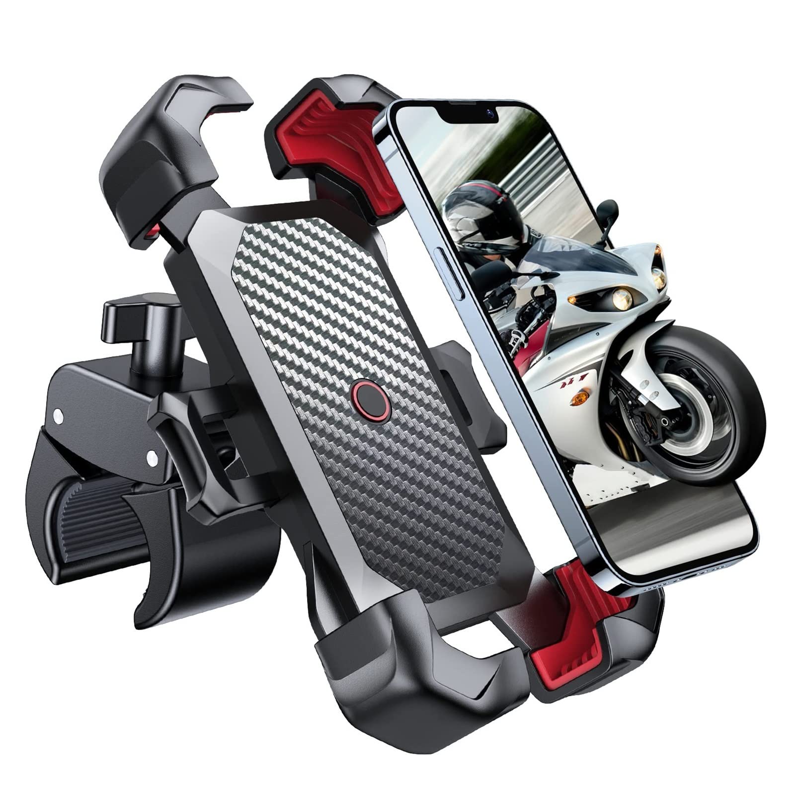 Motorrad Lenker Navigation Halterung Für 4,7–7 Zoll Mobiltelefone Universelle 360°-Ansicht Fahrrad-Telefonhalter Fahrrad-Telefonhalter Ständer Stoßfeste Halterung GPS-Clip(Schwarz) von PUQWRIM