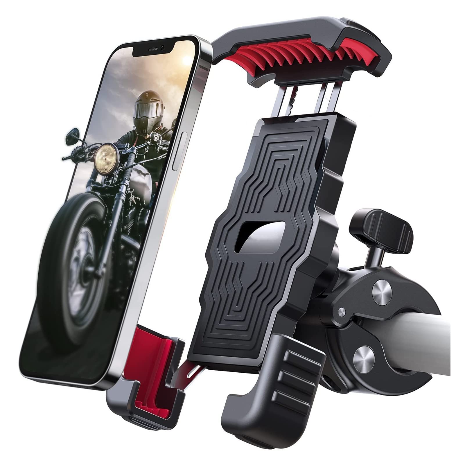 Motorrad Lenker Navigation Halterung Für 4,7–7 Zoll Mobiltelefone Universelle 360°-Ansicht Fahrrad-Telefonhalter Fahrrad-Telefonhalter Ständer Stoßfeste Halterung GPS-Clip(Upgrade) von PUQWRIM