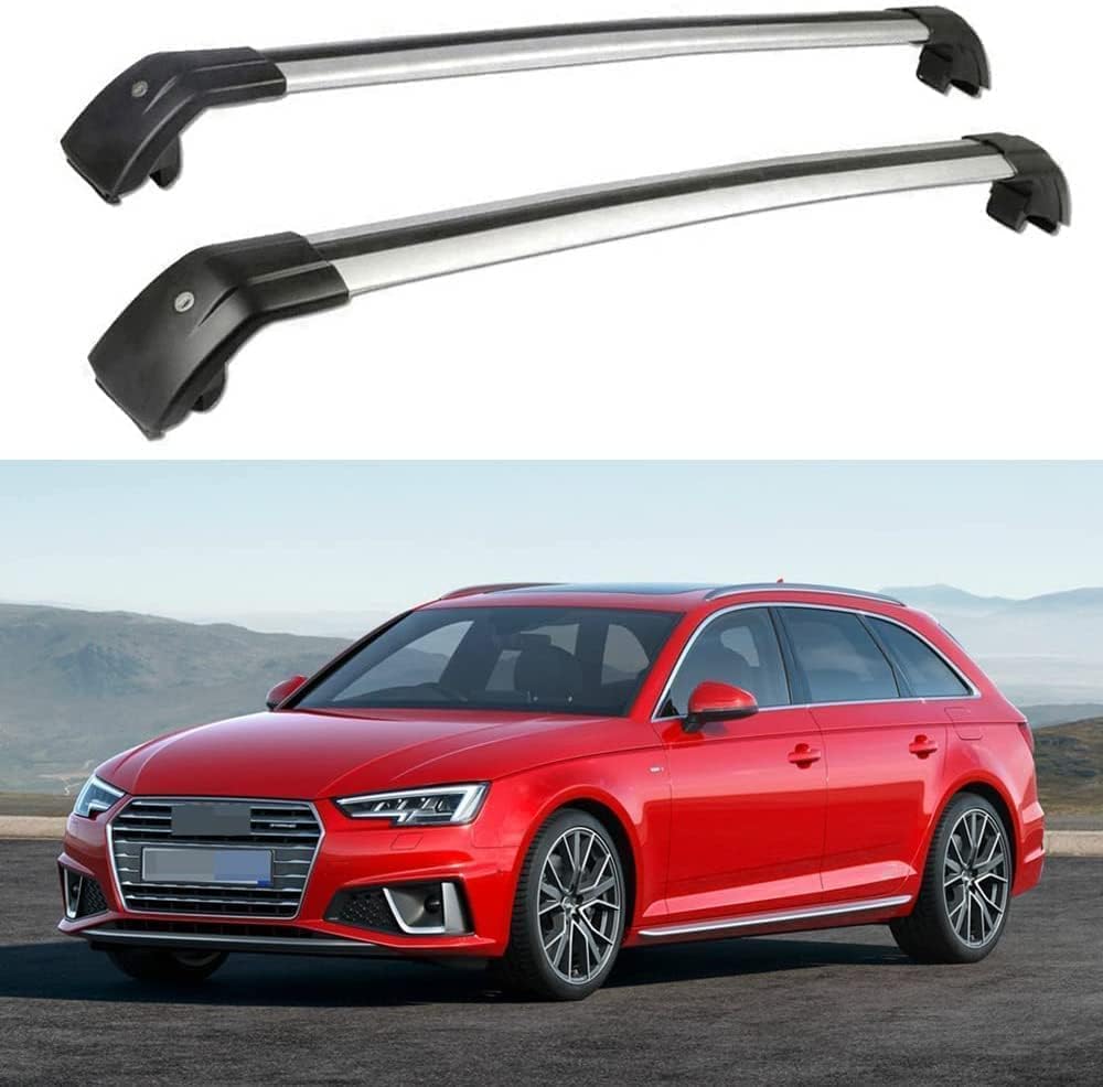 2 Stück Aluminium Relingträger Dachträger Dachgepäckträger für Audi A4 Avant (8W5, B9) 2015-2022 2023 2024, Gepäcktransport Reisen Camping Crossbar Roof Racks,Black+Silver von PURED