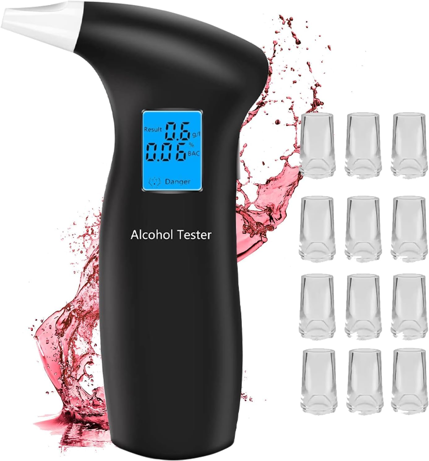 PUTAII Alkoholtester, Polizeigenau Alkoholmessgeräte Promillemessgerät mit 12 Mundstücke,Professioneller Alkohol Tester Promilletester mit LCD-Bildschirm und Halbleiter Sensorik PUTAII Alkoholtester, Polizeigenau Alkoholmessgeräte Promillemessgerät mit 12 Mundstücke,Professioneller Alkohol Tester Promilletester mit LCD-Bildschirm und Halbleiter Sensorik von PUTAII