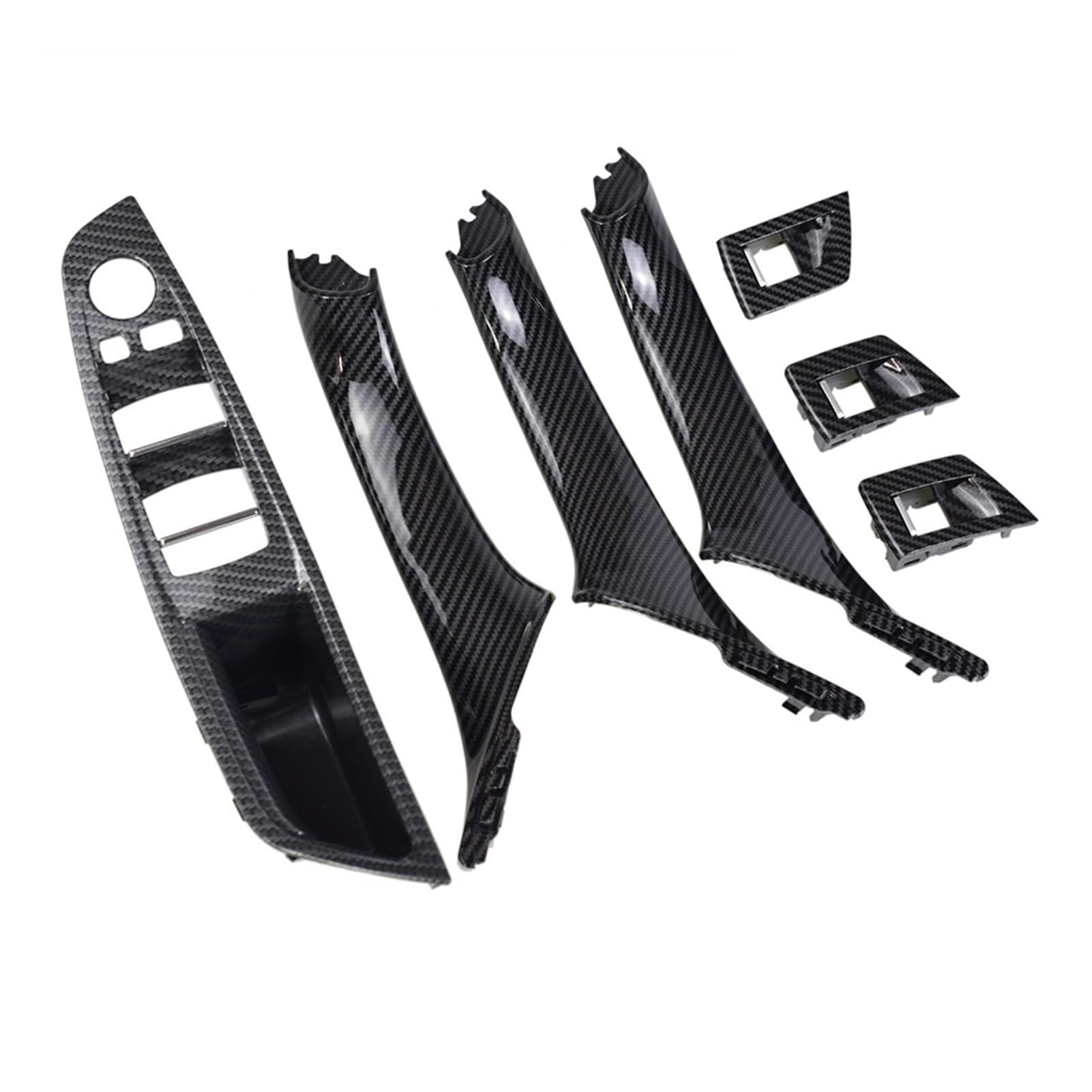 PUXJQ ABS Kunststoff Innentüren Griff Pull Trim Cover Autozubehör Für BMW 5er F10 F11 520 525 ABS Kunststoff RHD Car Styling(Carbon-7pcs-RHD) von PUXJQ
