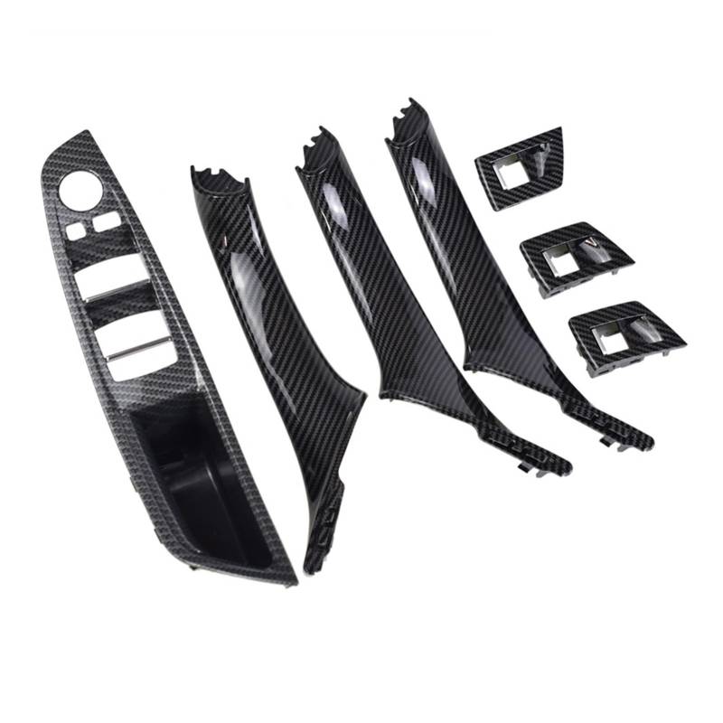 PUXJQ ABS Kunststoff Innentüren Griff Pull Trim Cover Autozubehör Für BMW 5er F10 F11 520 525 ABS Kunststoff RHD Car Styling(Carbon-7pcs-RHD) von PUXJQ