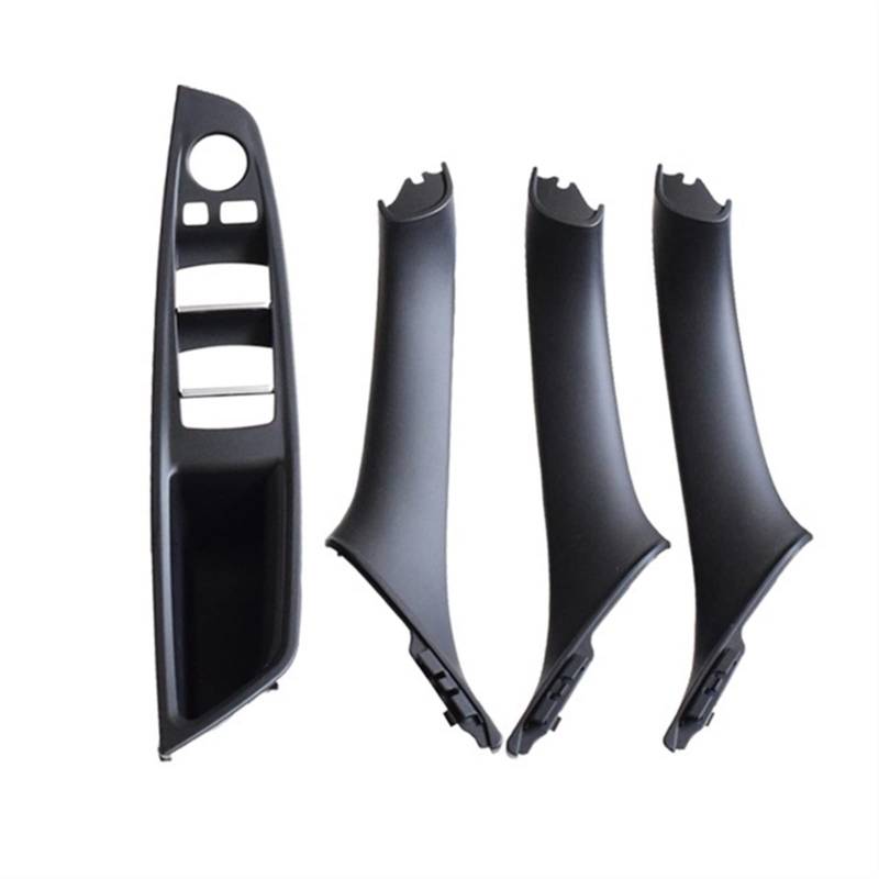 PUXJQ Auto-Innentürgriffverkleidung Pull Trim Cover Für BMW 5er F10 F11 Rot Braun Beige Schwarz Linkslenker LHD(Black-4pcs) von PUXJQ