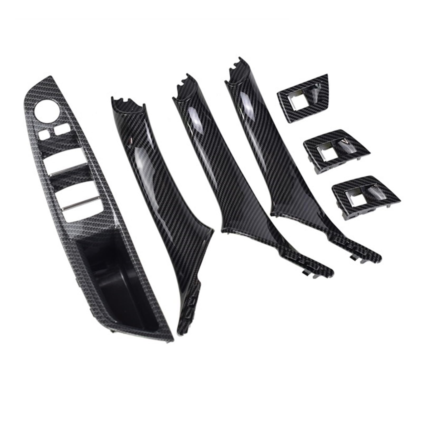PUXJQ Auto Innentürverkleidung Griff Pull Trim Cover RHD Für BMW 5er F10 F11 520 525 Styling(Carbon-7pcs-RHD) von PUXJQ