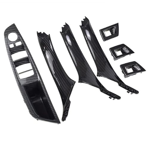 PUXJQ Autozubehör Innentür Armlehne Griff Panel Pull Trim Cover Fit Für BMW 5er F10 F11 520 523 525 530 535 RHD(Carbon-7pcs-RHD) von PUXJQ