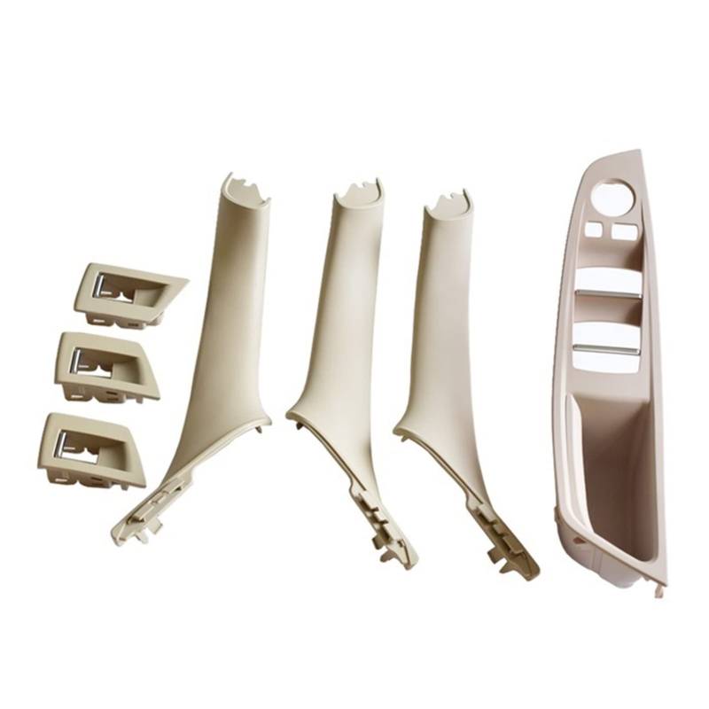 PUXJQ Car Styling Für BMW 5er F10 F11 520 525 RHD Auto Links Rechts Innentür Armlehne Griff Innenverkleidung Pull Trim Cover(Oyster-7Pcs-RHD) von PUXJQ