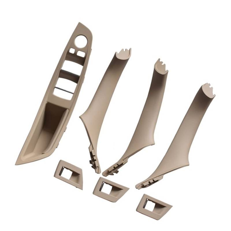PUXJQ Carbon-Faser-Innentürgriff Fensterheber-Schalttafel LHD RHD Für BMW F10 F11 F18 5er 2010-2016 Limousine Pull Trim Cover(Beige-White-LHD-7pcs) von PUXJQ