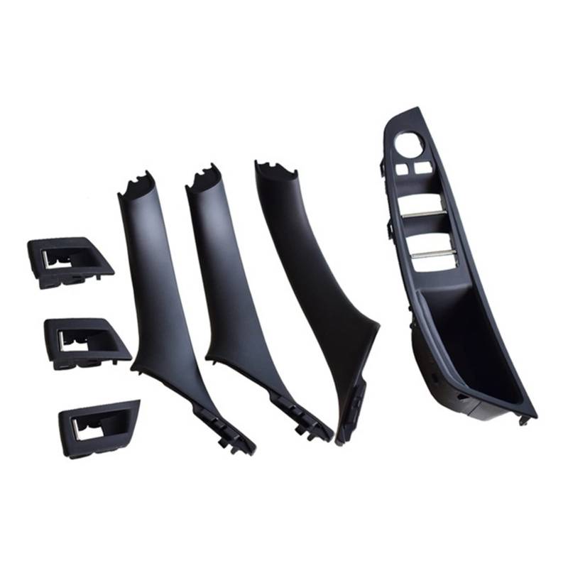 PUXJQ Für BMW 5er F10 F11 520 525 Rechtslenker RHD Autoinnenraum Türgriff Panel Pull Trim Cover(Black-7Pcs-RHD) von PUXJQ