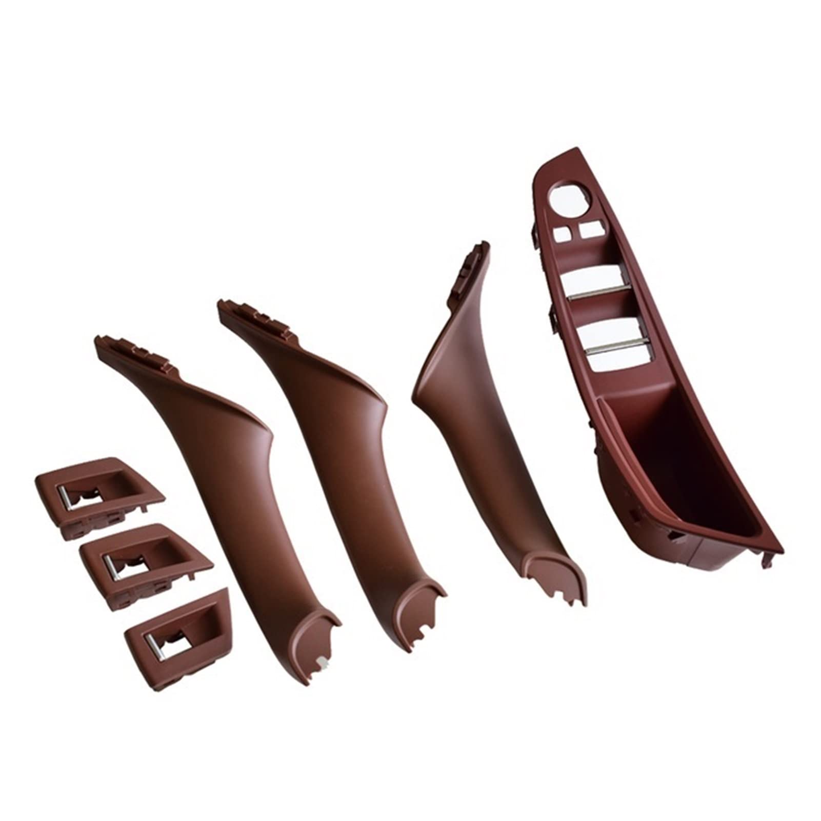 PUXJQ Für BMW 5er F10 F11 520 525 Rechtslenker RHD Autoinnenraum Türgriff Panel Pull Trim Cover(Wine Red-7pcs-RHD) von PUXJQ