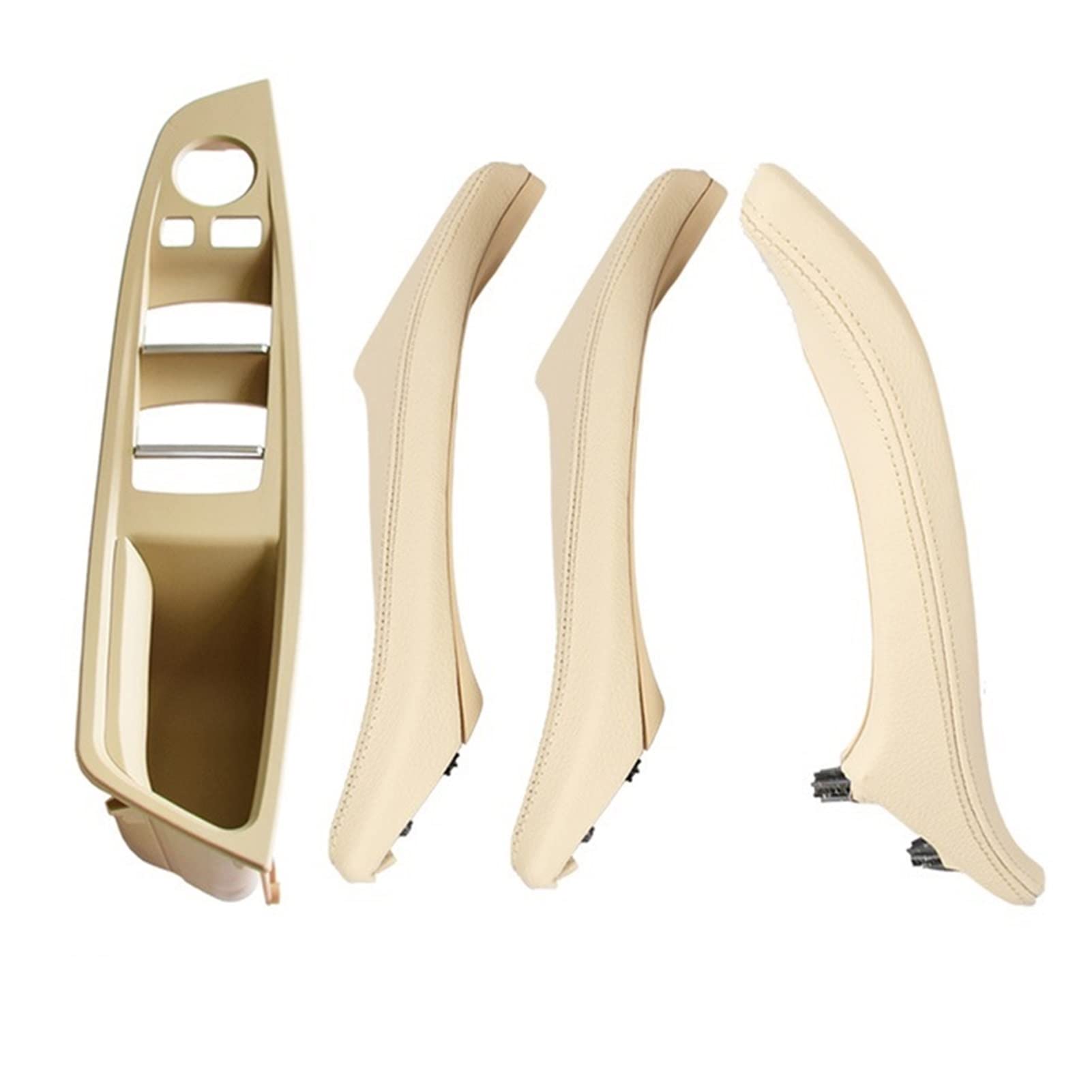 PUXJQ Für BMW 5er F10 F11 F18 RHD Beige/Schwarz Rot-Wein Links Rechts Auto Innengriff Innentür Armlehne Panel Pull Trim Cover(Beige-4pcs-Set) von PUXJQ