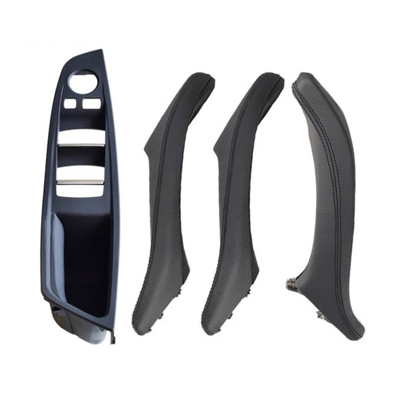 PUXJQ Für BMW 5er F10 F11 F18 RHD Beige/Schwarz Rot-Wein Links Rechts Auto Innengriff Innentür Armlehne Panel Pull Trim Cover(Black-4pcs-Set) von PUXJQ