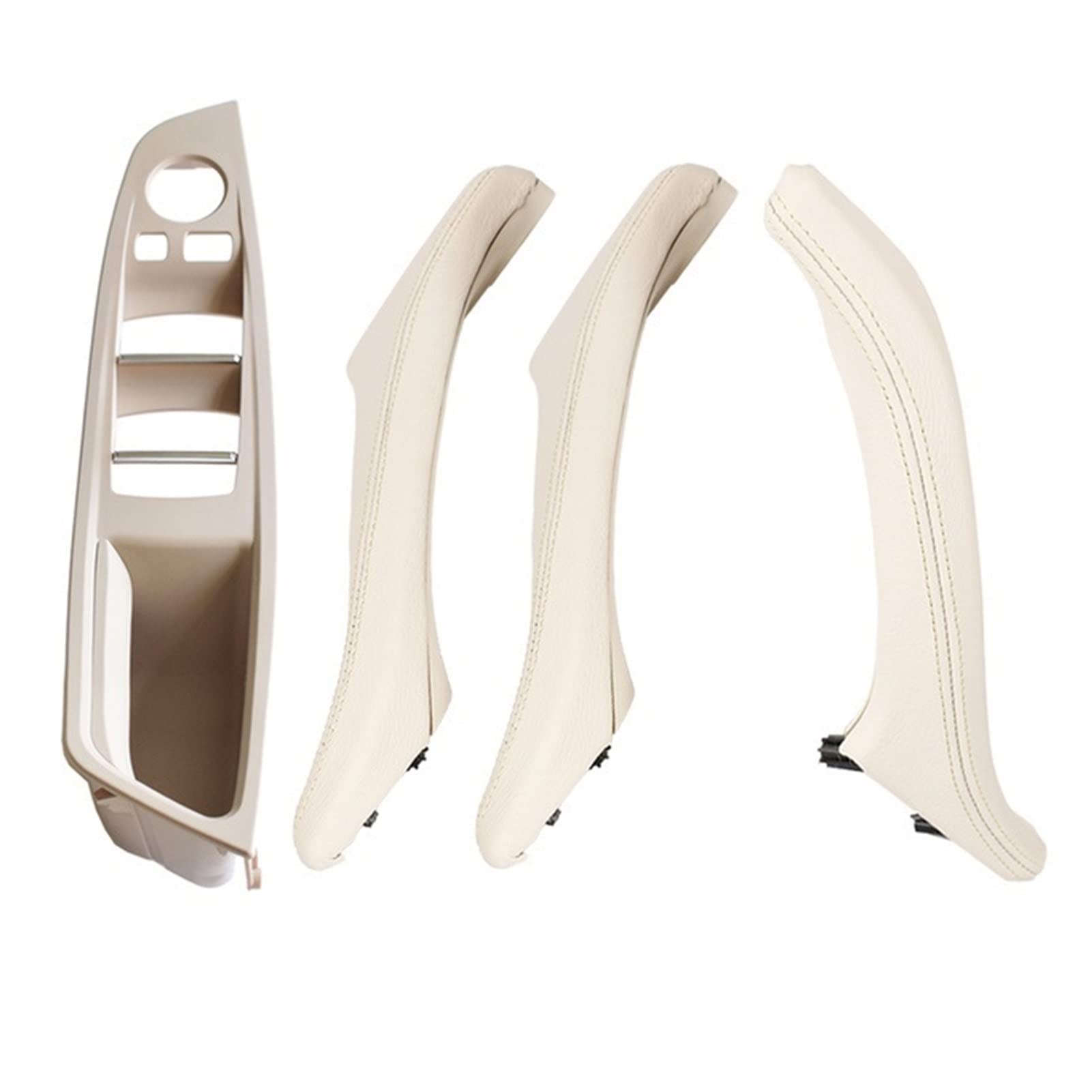 PUXJQ Für BMW 5er F10 F11 F18 RHD Beige/Schwarz Rot-Wein Links Rechts Auto Innengriff Innentür Armlehne Panel Pull Trim Cover(Oyster-4pcs-Set) von PUXJQ