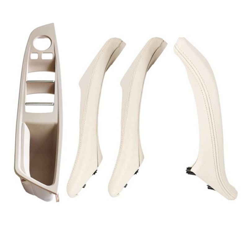 PUXJQ Für BMW 5er F10 F11 F18 RHD Beige/Schwarz Rot-Wein Links Rechts Auto Innengriff Innentür Armlehne Panel Pull Trim Cover(Oyster-4pcs-Set) von PUXJQ
