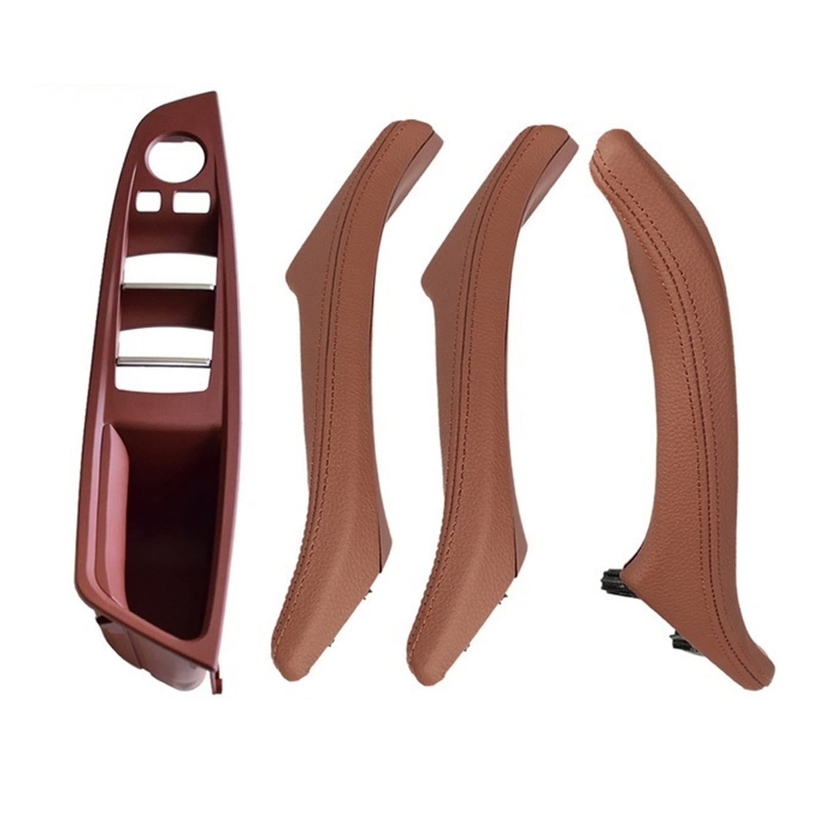 PUXJQ Für BMW 5er F10 F11 F18 RHD Beige/Schwarz Rot-Wein Links Rechts Auto Innengriff Innentür Armlehne Panel Pull Trim Cover(Wine Red-4pcs-Set) von PUXJQ