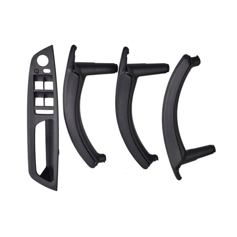 PUXJQ Für BMW E70 E71 X5 X6 2007-2013 LHD RHD Auto Innenraum Innen Links Rechts Beifahrertür Ziehgriff Zierblende Äußere Lederabdeckung(RHD-Black-Standard) von PUXJQ