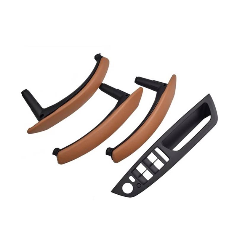 PUXJQ Für BMW E70 E71 X5 X6 2007-2013 LHD RHD Auto Innenraum Innen Links Rechts Beifahrertür Ziehgriff Zierblende Äußere Lederabdeckung(RHD-Brown-Standard) von PUXJQ