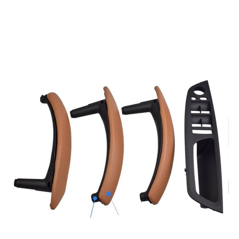 PUXJQ Für BMW E70 E71 X5 X6 2007-2013 LHD RHD Verbesserte Innentür-Lederzuggriffhalterung Und Außenverkleidungsabdeckung(RHD-Brown-Hige) von PUXJQ