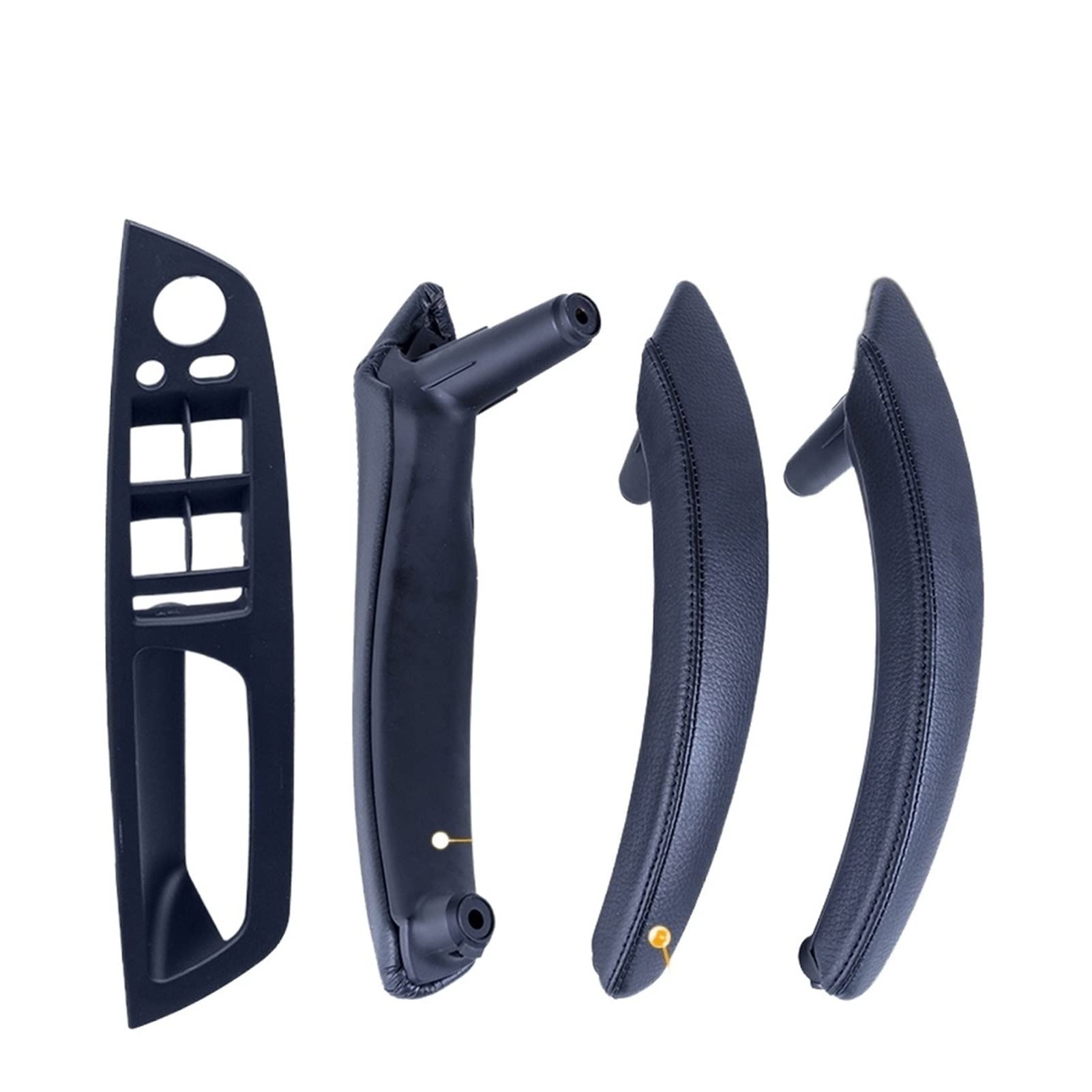 PUXJQ Für BMW E70 E71 X5 X6 LHD Inneres ABS Äußeres Leder Set Abdeckung Montage Autoinnenraum Türzuggriff Zierblende(LHD-Black-Hige) von PUXJQ